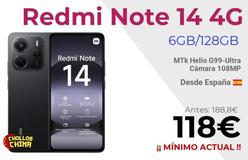 Redmi Note 14 4G 128GB/256GB por 118€