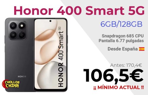 HONOR 400 Smart 6GB/128GB por 106,5€