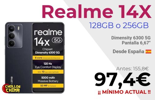 Realme 14X 8GB+256GB por 97,4€