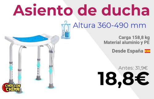 Asiento de ducha VEVOR ajustable por 18,8€