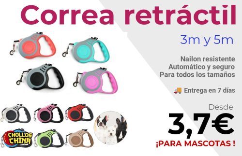 Correa retráctil para perro de nailon por 3,7€