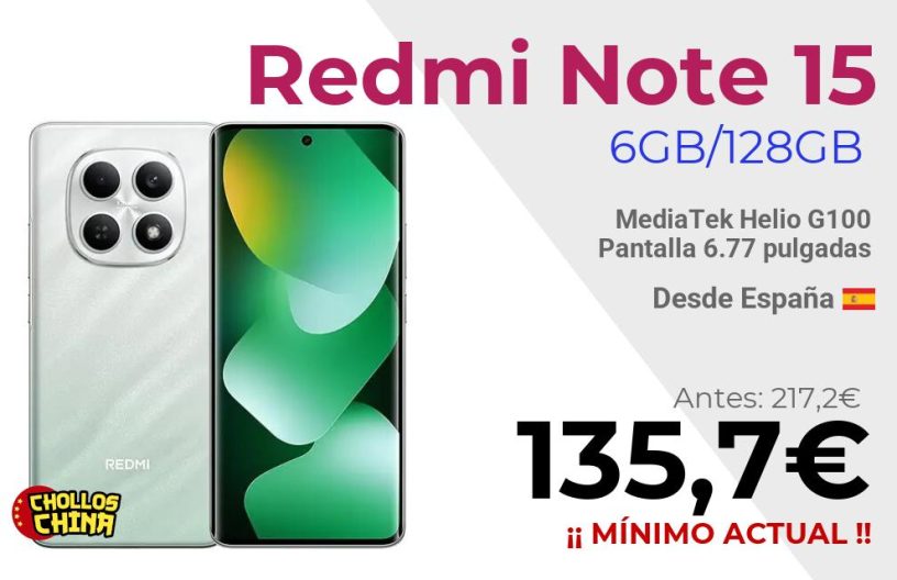 Redmi Note 15 6GB/128GB por 135,7€
