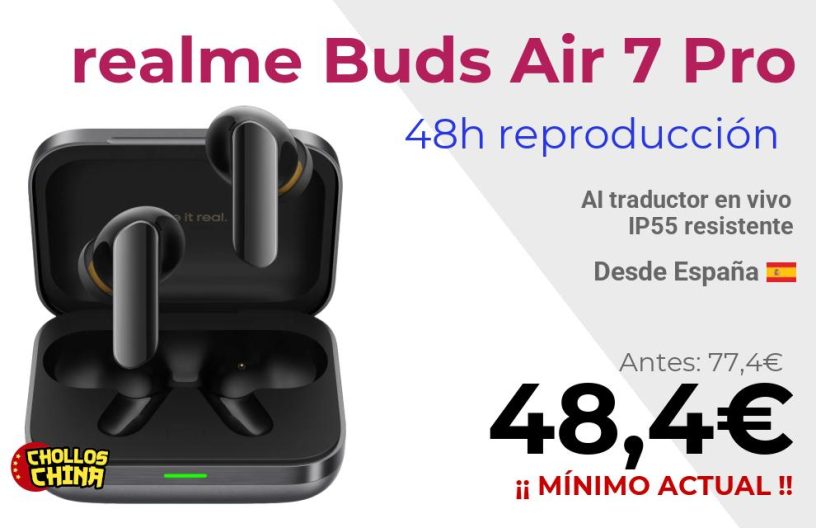 Auriculares realme Buds Air 7 Pro por 48,4€