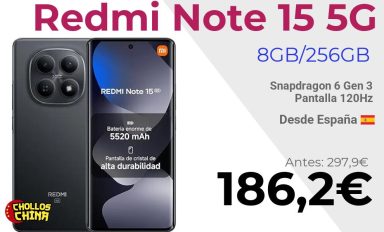 Redmi Note 15 5G 8GB/256GB por 186,2€