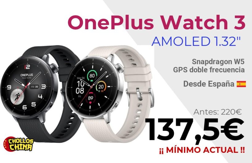 Reloj inteligente OnePlus Watch 3 por 137,5€