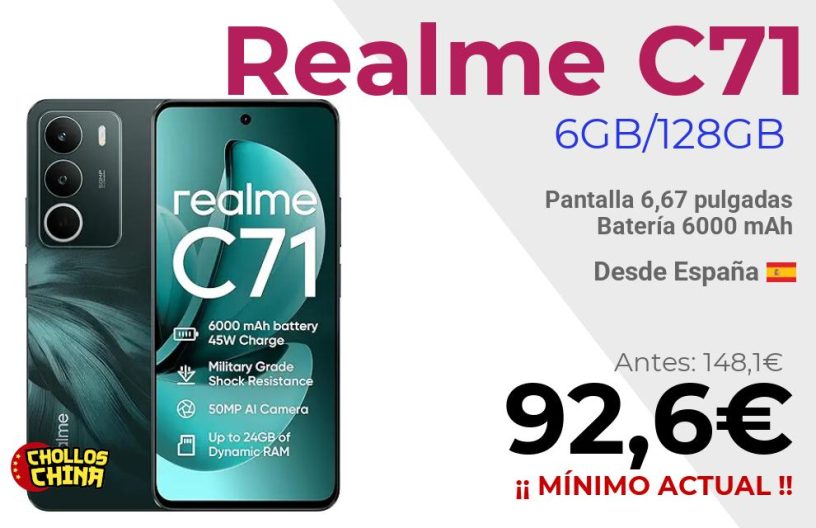 Realme C71 6GB/128GB por 92,6€