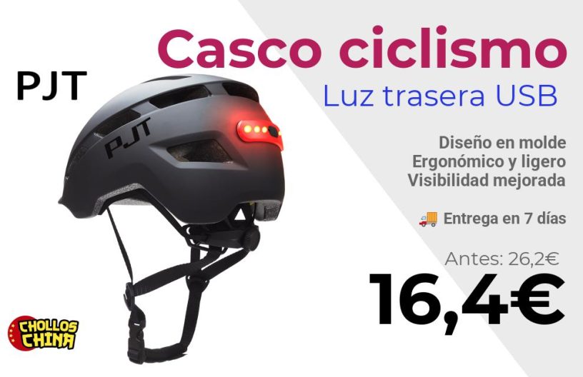 Casco ciclismo PJT con luz trasera por 16,4€