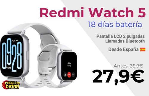 Reloj inteligente Redmi Watch 5 Active por 27,9€