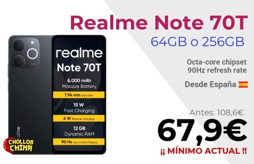 Realme Note 70T 6GB 128GB por 67,9€