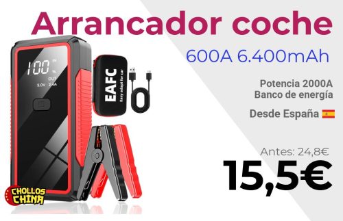 Arrancador de batería portátil 2000A por 15,5€