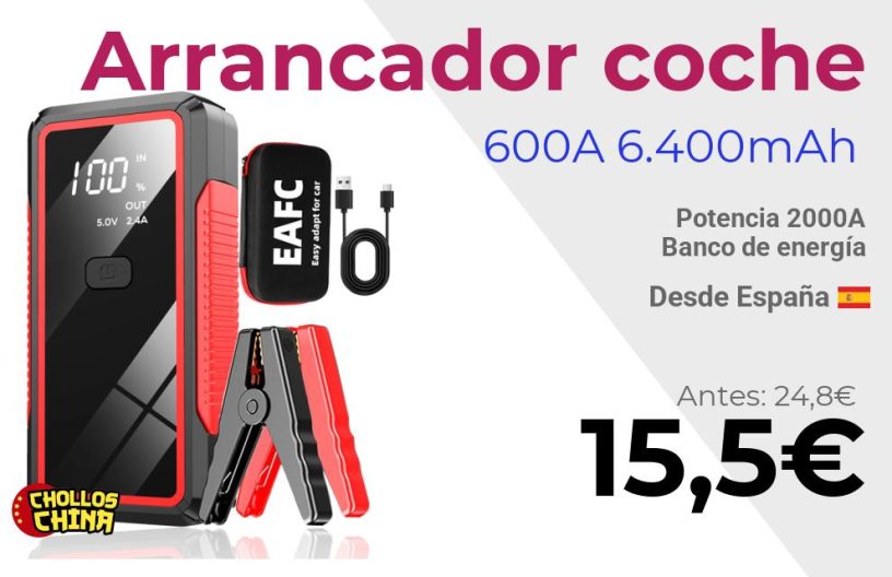 Arrancador de batería portátil 2000A por 15,5€