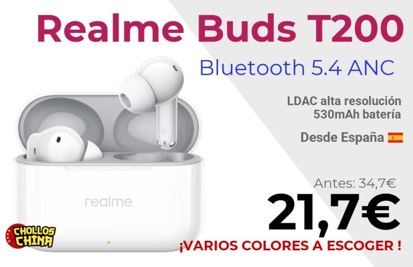 Auriculares Realme Buds T200 por 21,7€