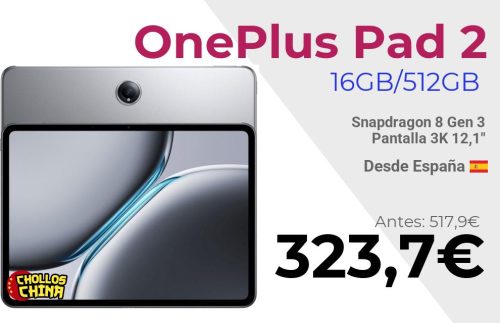 OnePlus Pad 2 16GB/512GB por 323,7€