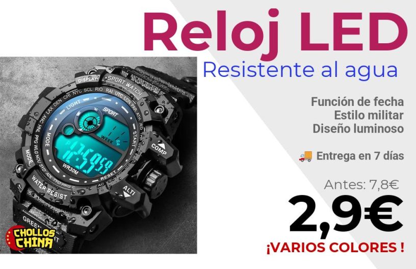 Reloj digital LED deportivo por 2,9€