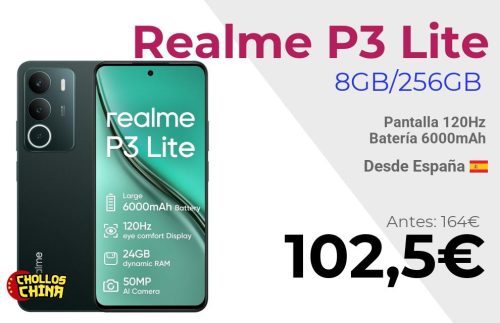 Realme P3 Lite 8GB/256GB por 102,5€