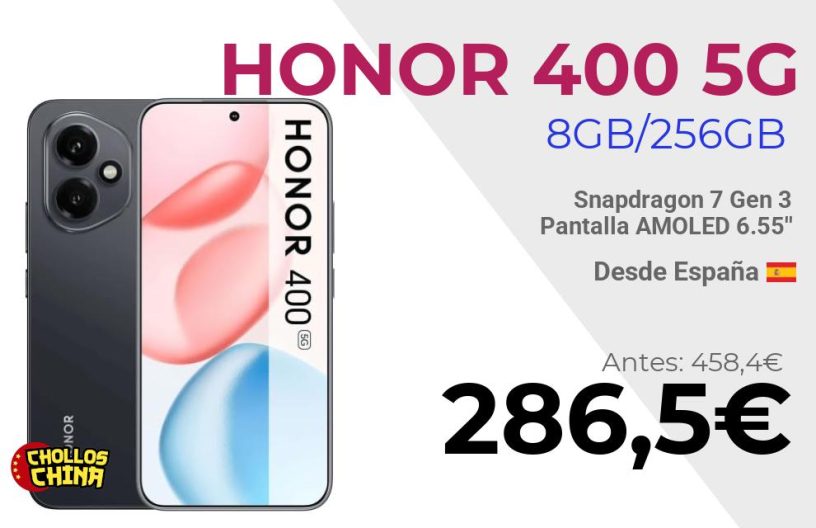 HONOR 400 5G 8GB/256GB por 286,5€