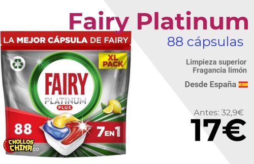 Cápsulas lavavajillas Fairy Platinum Plus por 17€