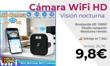 Cámara WiFi de seguridad HD 1080P por 9,8€
