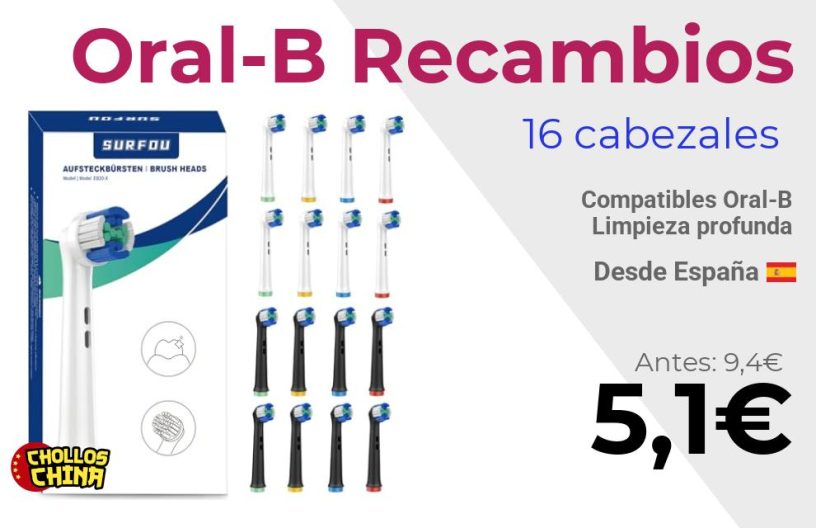 Recambios de cepillo Oral-B 16 unidades por 5,1€